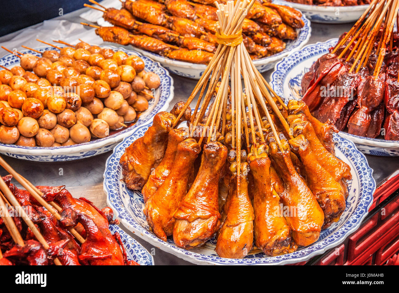 Different Hot Meal On The Market Showcase Stock Photo Alamy
