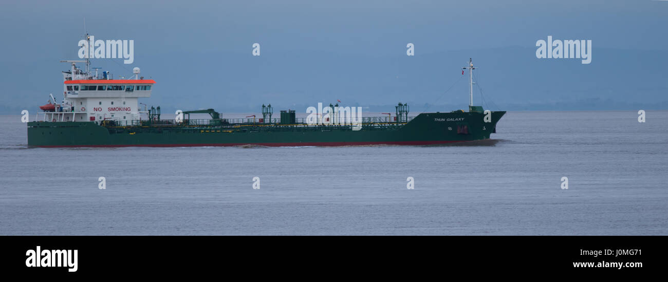 Thun Galaxy (Oil - Chemical Tanker) sails past Portishead in Somerset on route to Avonmouth near Bristol Stock Photo