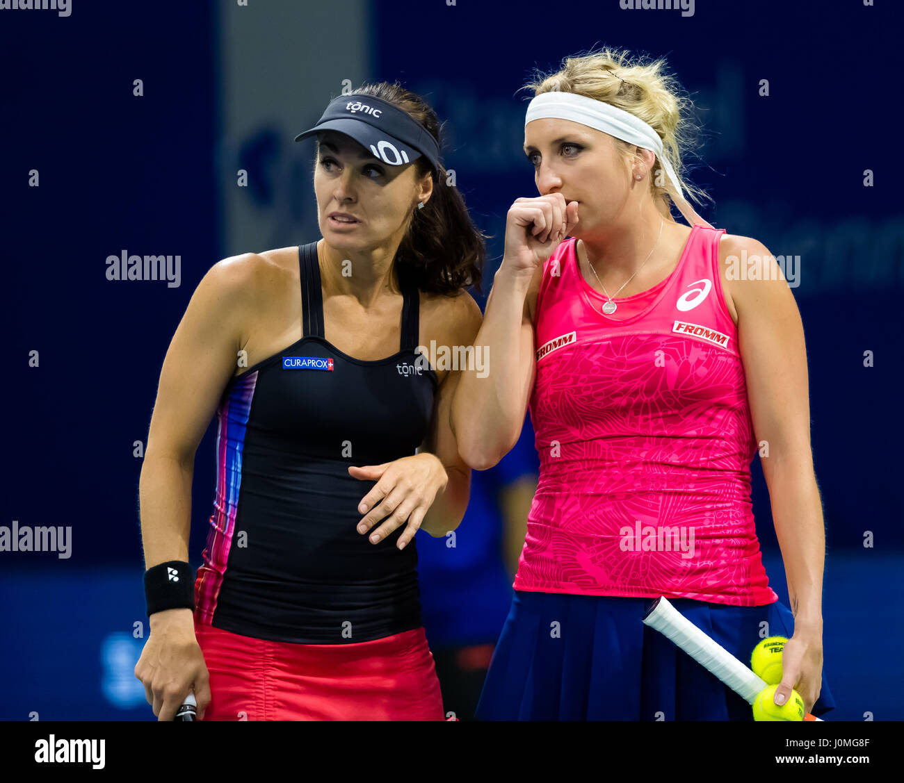 BIEL SWITZERLAND APRIL 13 Martina Hingis Timea Bacsinszky In biel-switzerland-april-13-martina-hingis-timea-bacsinszky-in