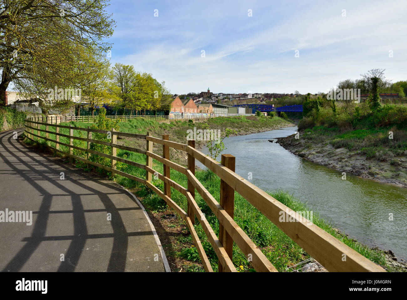 Walkway along the River Avon, Bristol, St Philip's Marsh Stock Photo