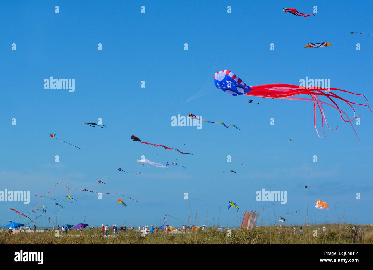 Kites flying over Treasure Island Beach on the Gulf of Mexico in