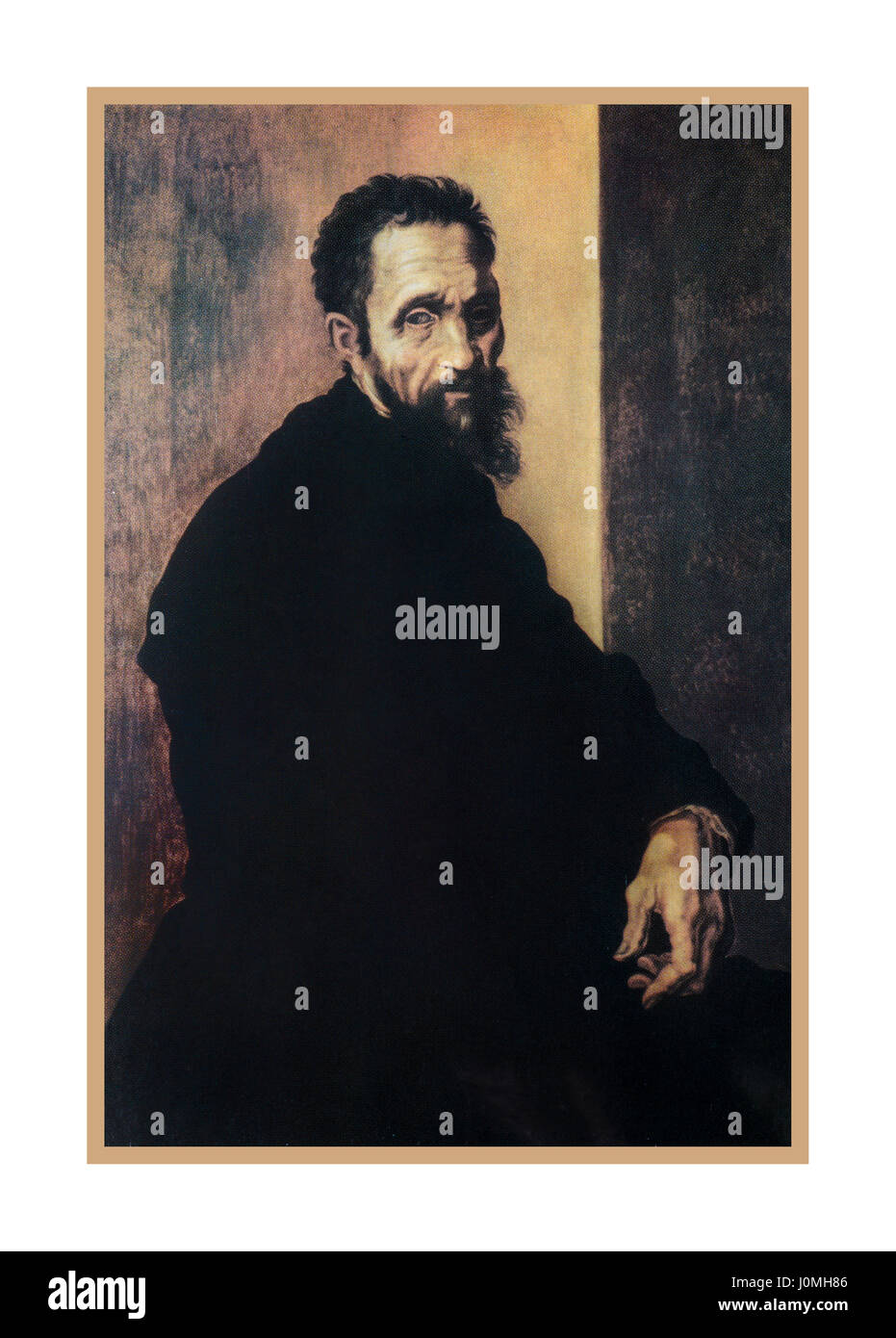 MICHELANGELO Self Portrait oil painting of Michelangelo Buonarroti 1475-1564 He is buried in Florence, Italy, Stock Photo