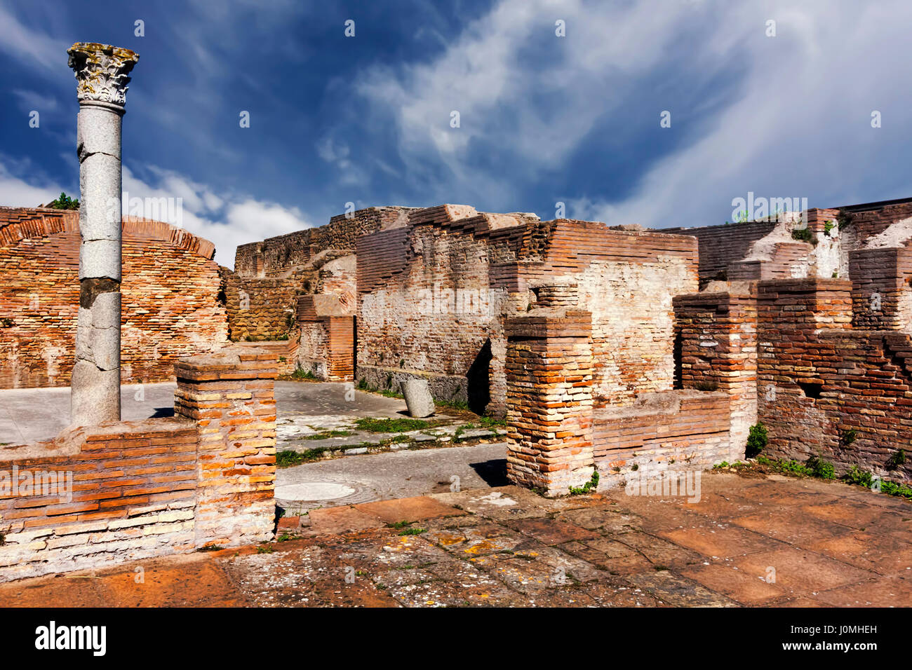 Archaeological Roman site in Ostia Antica - Italy Stock Photo
