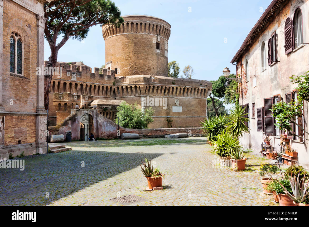 Glimpse of Medieval village of Ostia Antica - Italy Stock Photo - Alamy