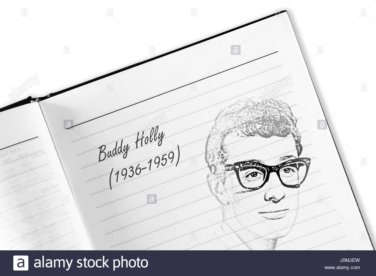 picture Buddy Holly Drawing https www alamy com stock photo buddy holly date of death recorded on a diary page 138136513 html