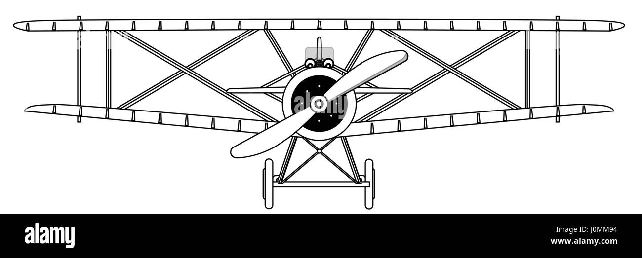 A WWI RFC fighter plane in isolated outline Stock Vector