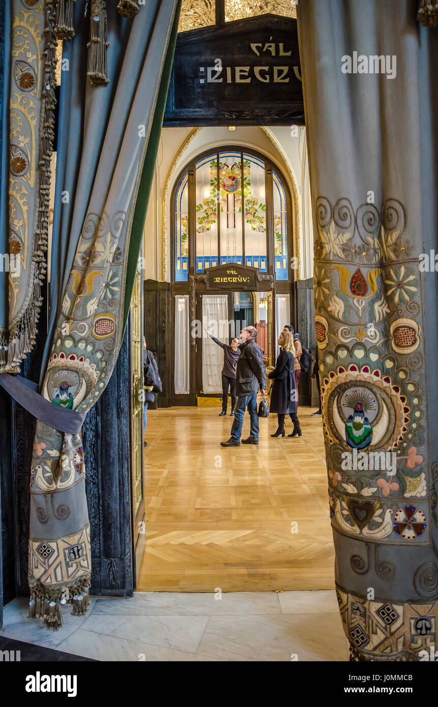 Municipal House in Prague is the city's foremost Art Nouveau building, and one of the finest in Europe. Stock Photo