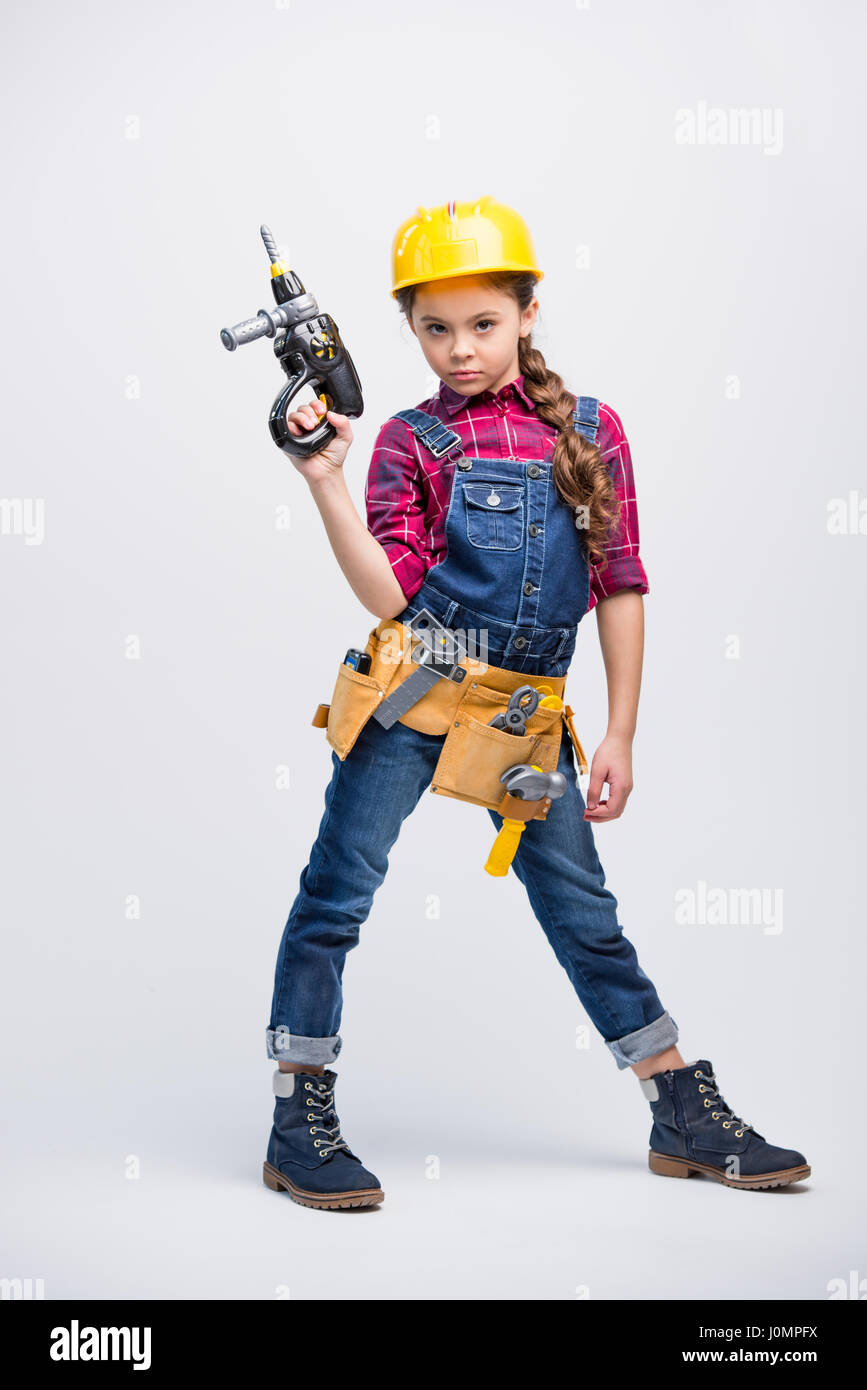 GIRL IN HARD HAT WITH RAMS HORNS ATTACHED Stock Photo - Alamy