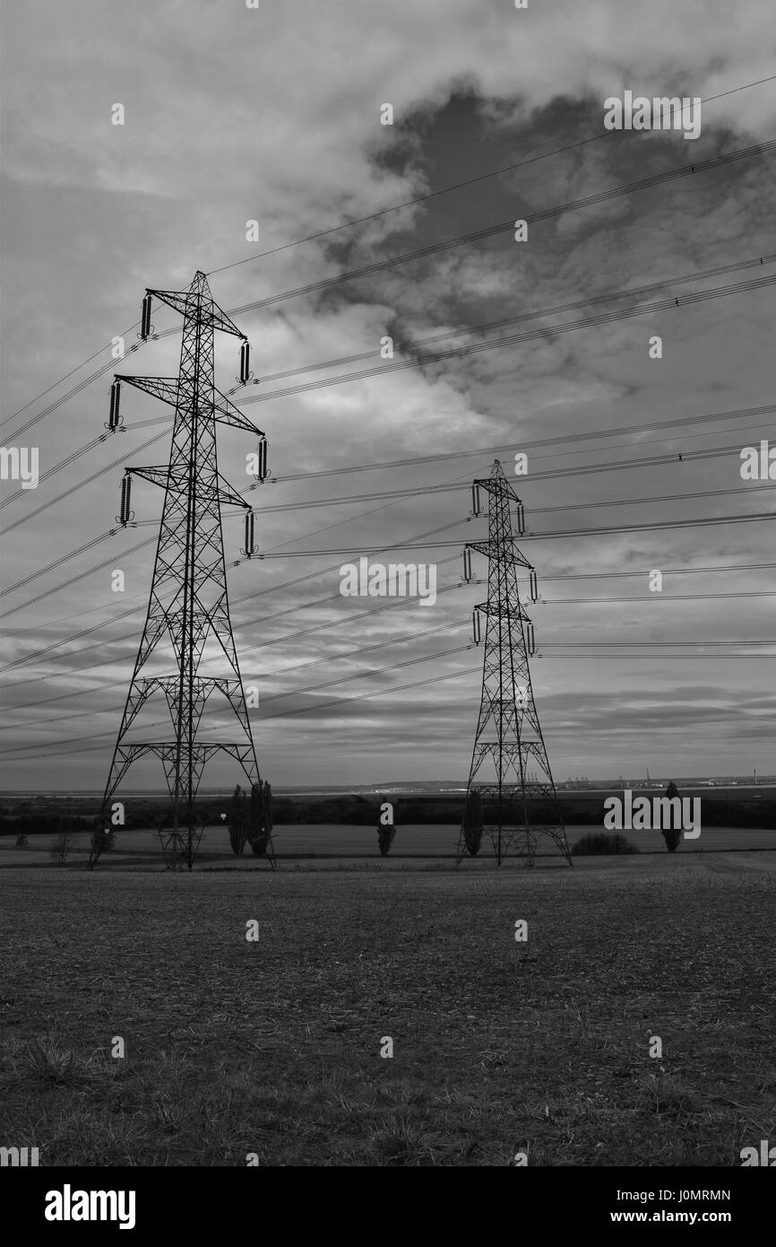 Pylons across the countryside Stock Photo Alamy