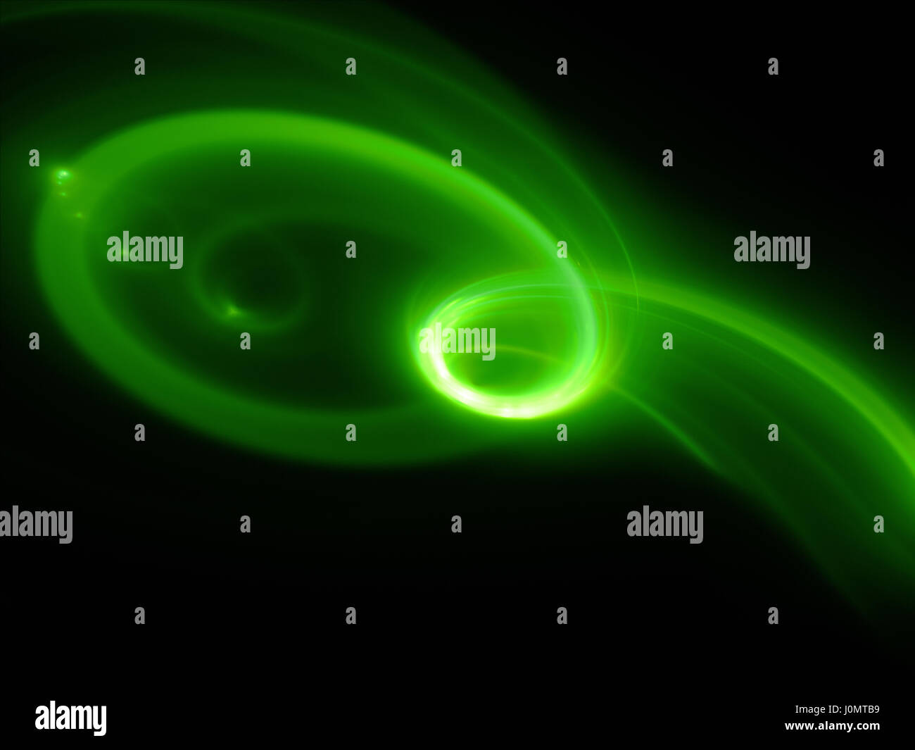 Green glowing curve in space, technology, computer generated abstract background, 3D rendering Stock Photo