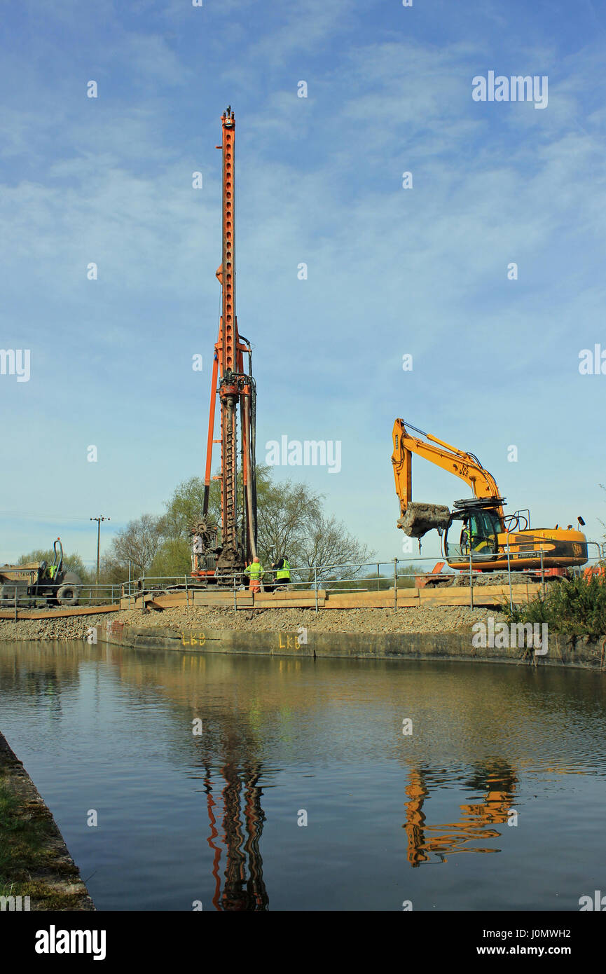 Bridge replacement works at a bridge on the Bridgewater canal with