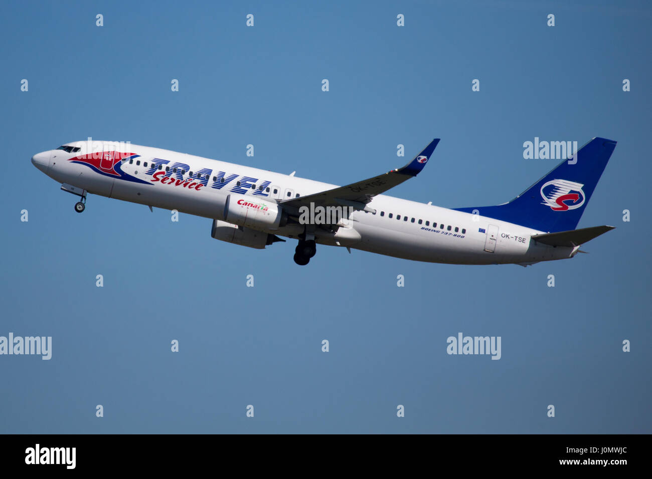 Travel Service Boeing 737 Aircraft Stock Photo