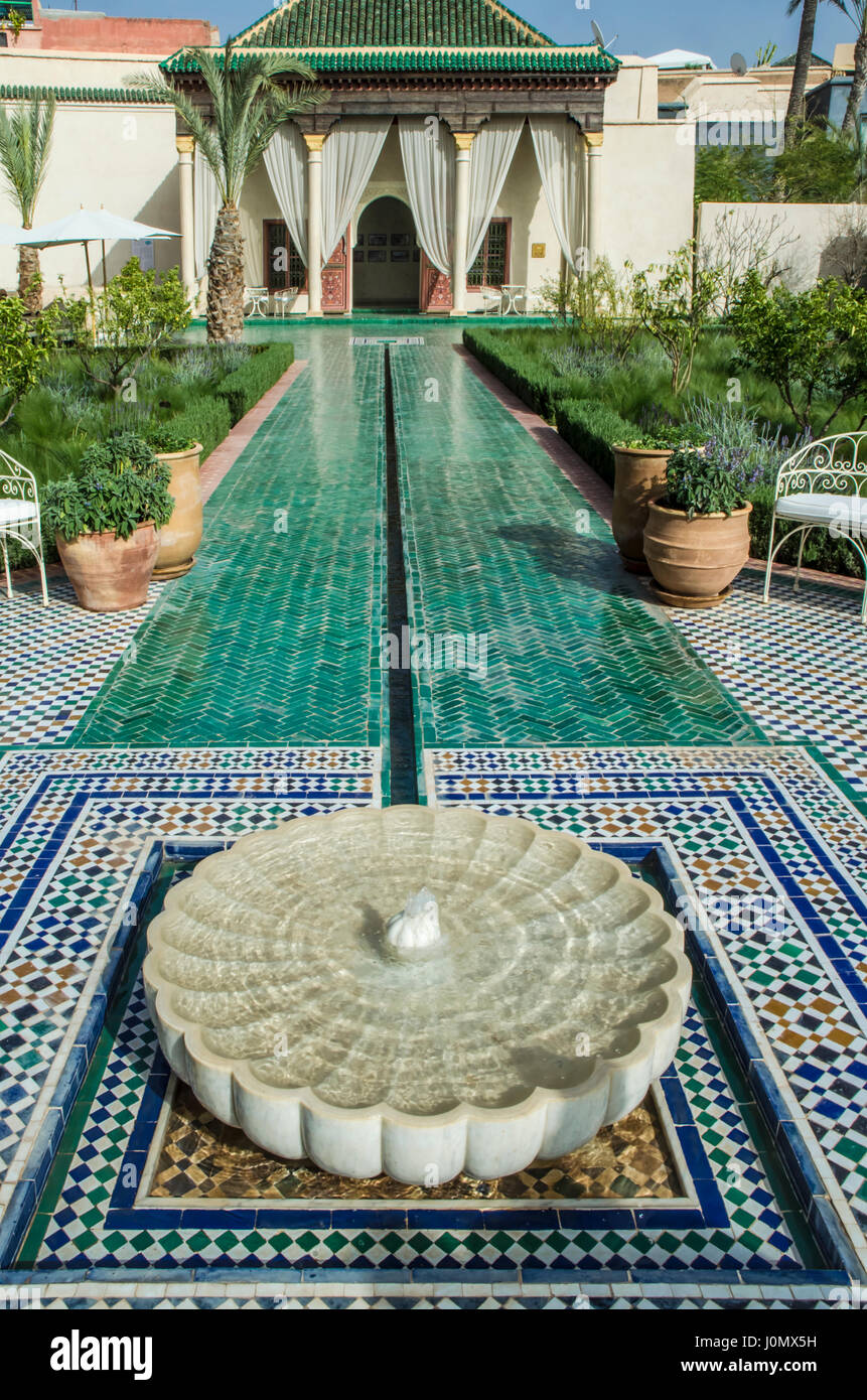 Marrakesh Secret garden fountain Stock Photo