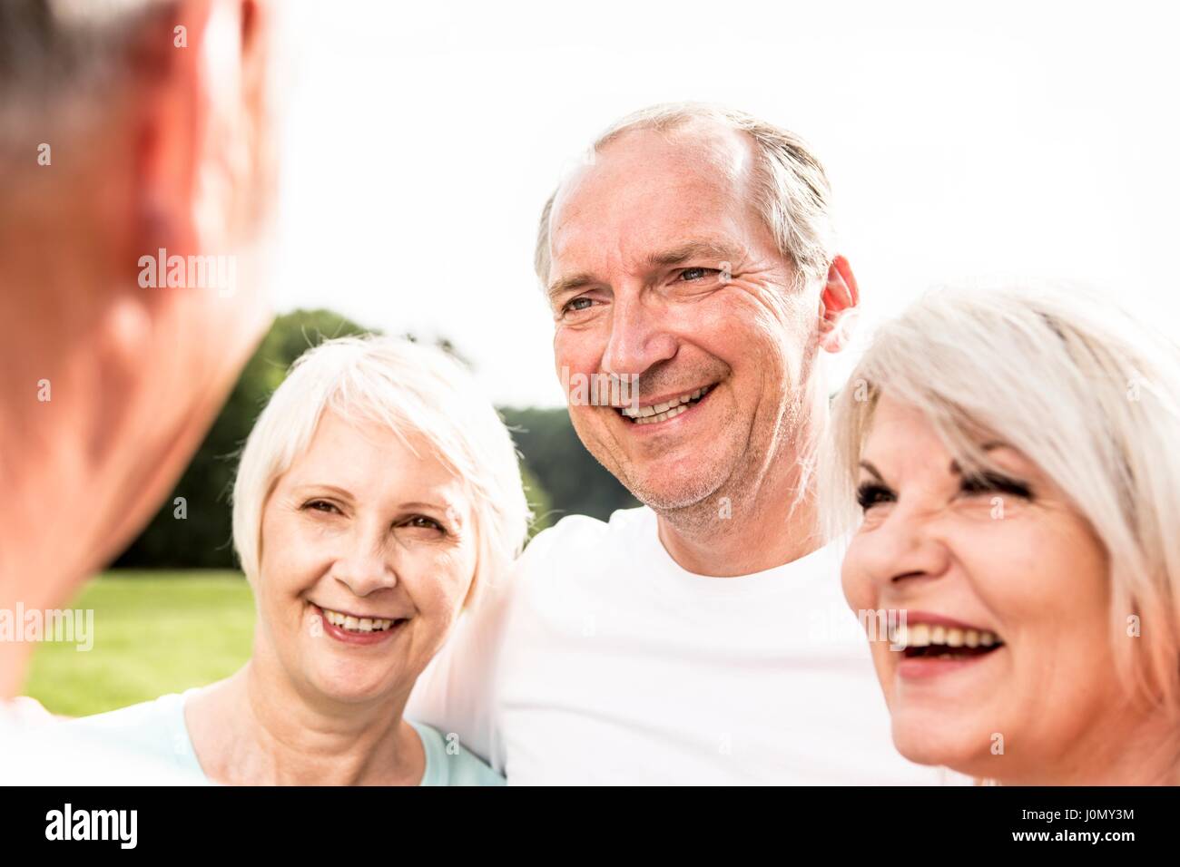 Four people smiling, portrait. Stock Photo