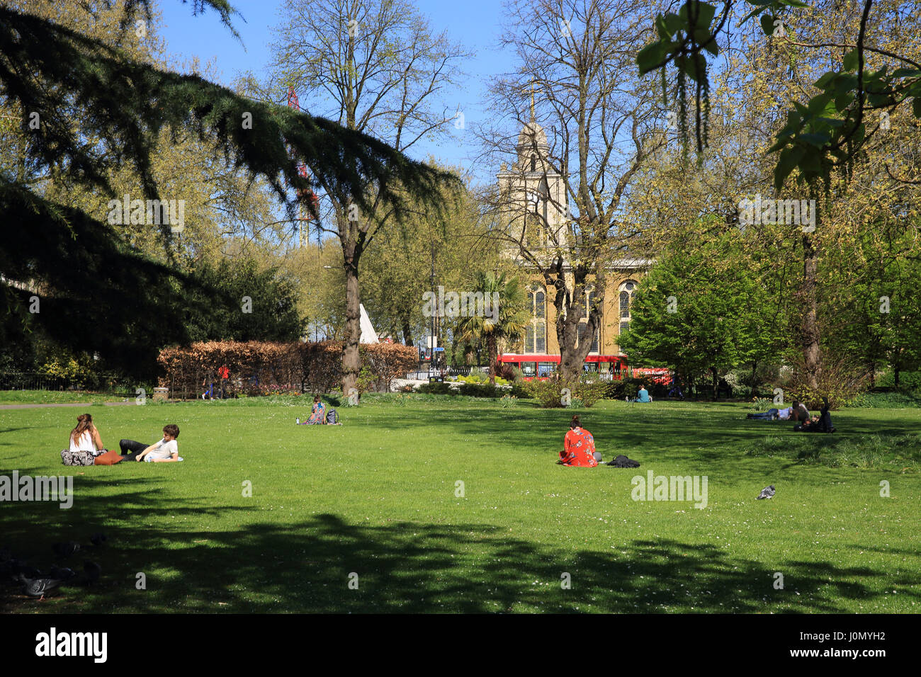 Bethnal Green Gardens, with St John on Bethnal Green church beyond, in Tower Hamlets, east