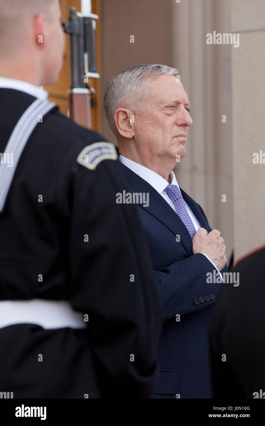 US Defense Secretary Jim Mattis saluting at the Pentagon - Washington, DC USA Stock Photo