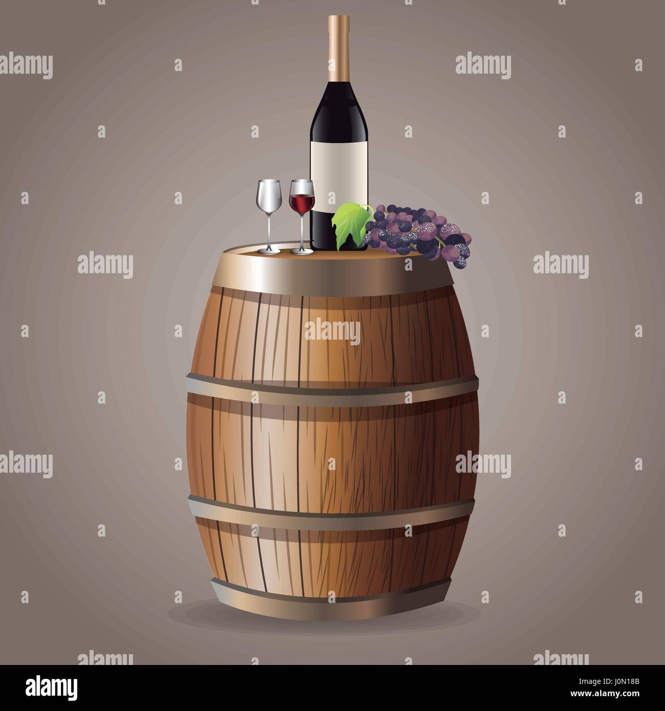 bottle wine drink barrel grape image Stock Vector