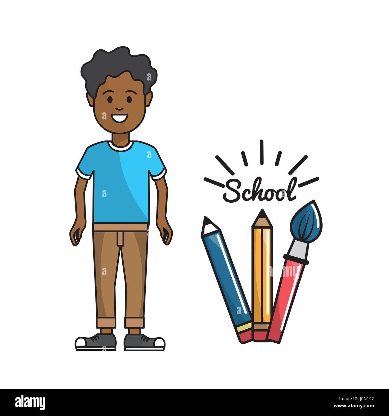 student with his pencils and paint brush art Stock Vector Image & Art ...