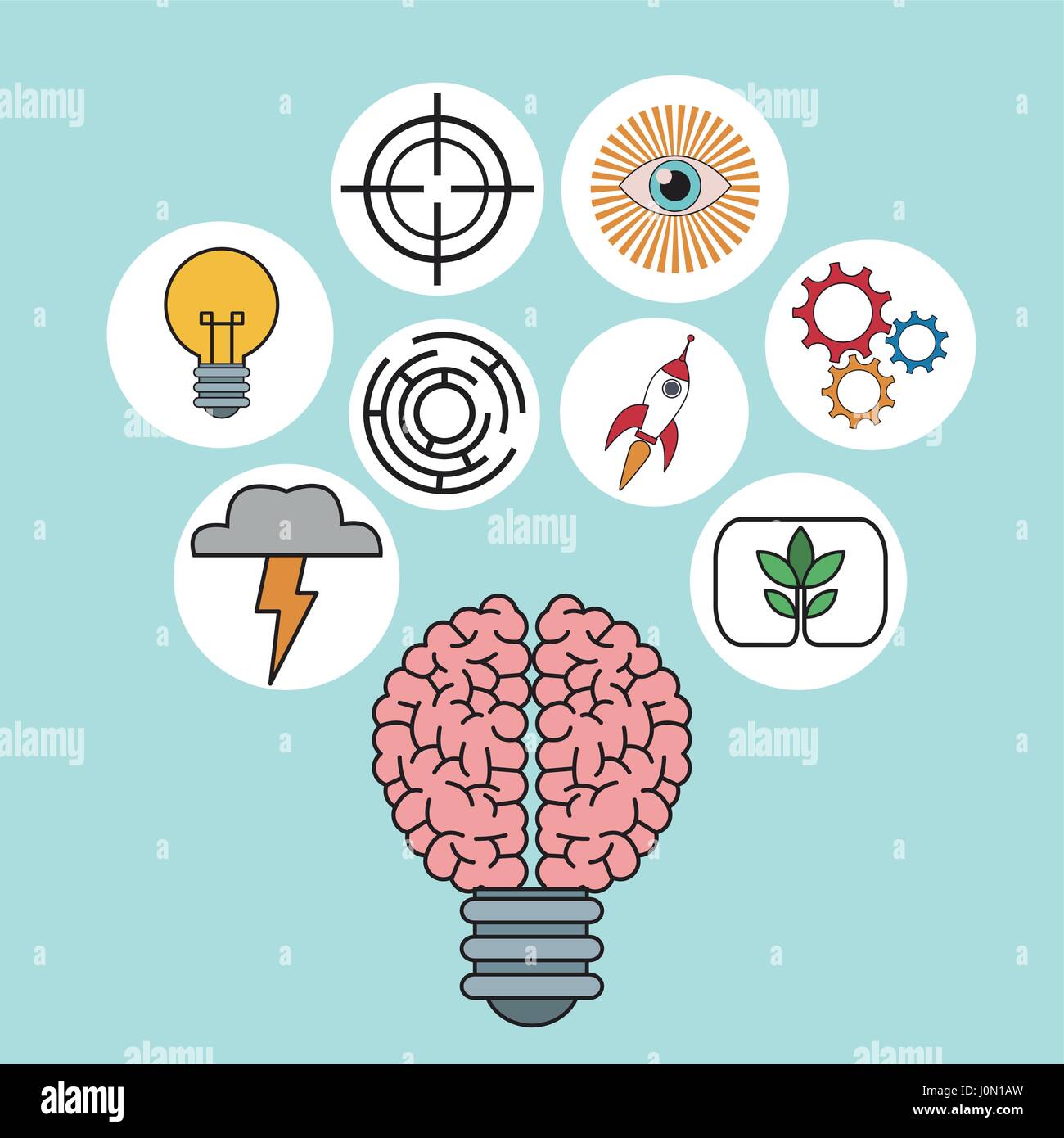 brain bulb idea ilumination innovation Stock Vector Image & Art - Alamy
