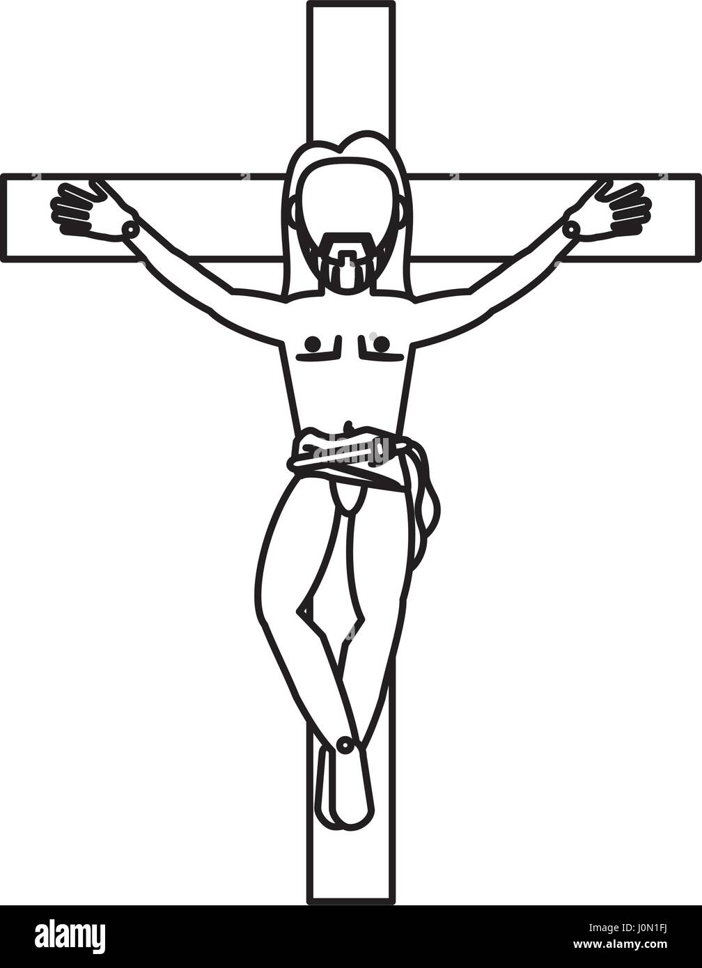 Jesus Christ Crucifixion Cross Sacred Outline Stock Vector Image And Art