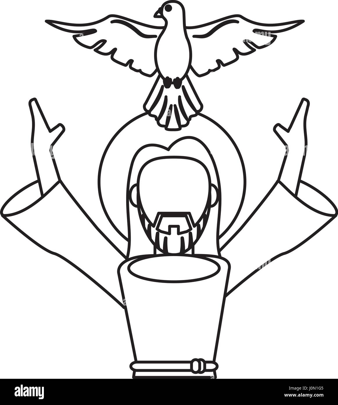 jesus christ holy spirit catholic symbol outline Stock Vector