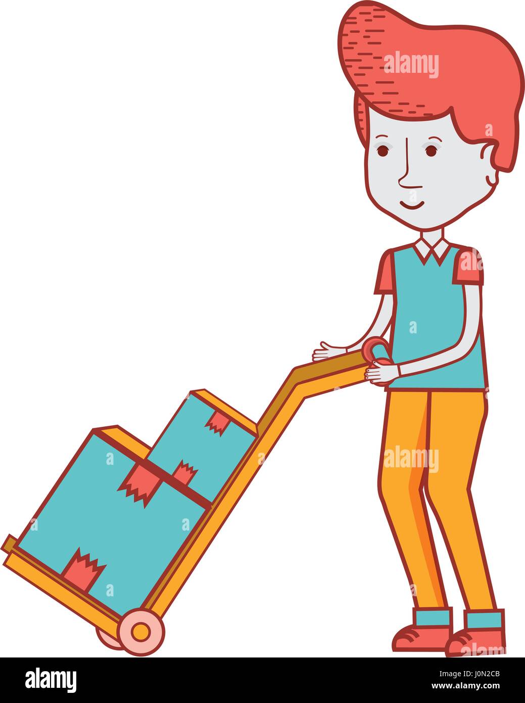 delivery man with packages in transport tool Stock Vector Image & Art