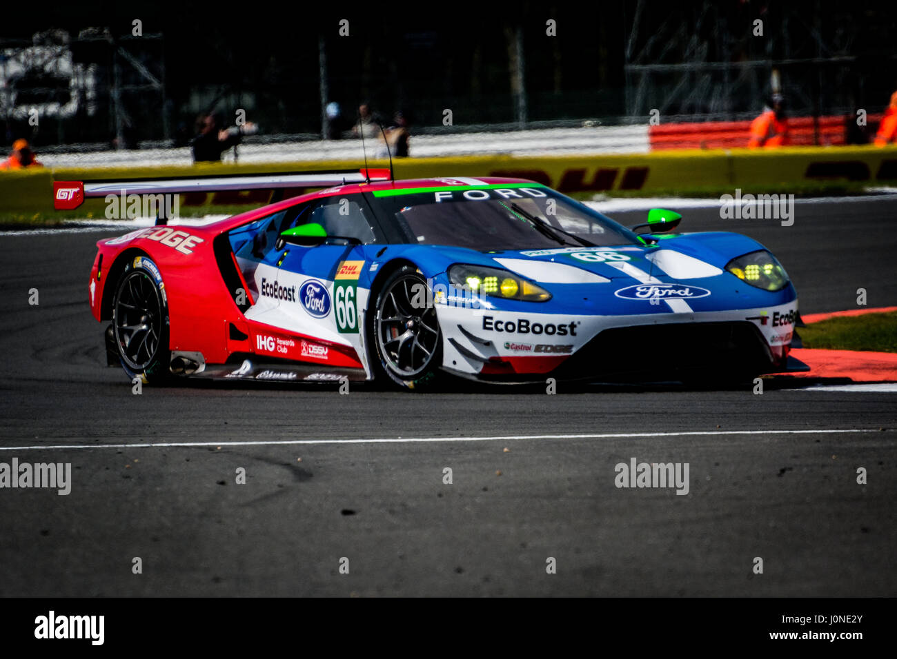 Towcester, Northamptonshire, UK. 15th April, 2017. FIA WEC racing team Ford Chip Ganassi Team UK (Stefan Mucke / Olivier Pla / Billy Johnson) drives during qualifying session for the 6 Hours of Silverstone of the FIA World Endurance Championship at Silverstone Circuit (Photo by Gergo Toth / Alamy Live News) Stock Photo