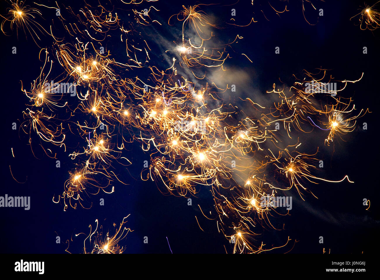 Fireworks exploding in the sky Stock Photo