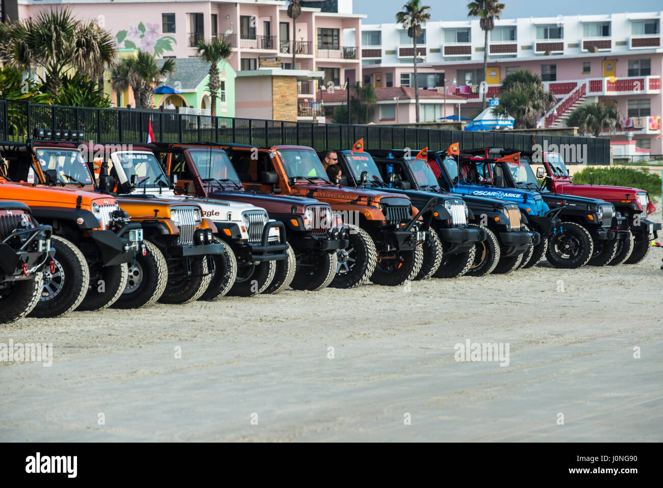 Jeep Week At Daytona Beach Thousands Of Jeeps On The Beach And On The Stock Photo Alamy