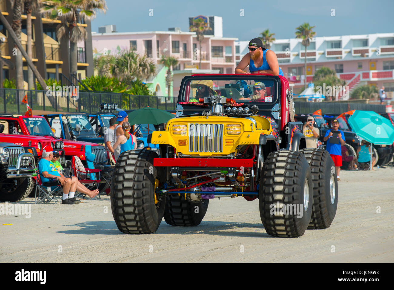 Jeep week at Daytona Beach thousands of jeeps on the beach and on the