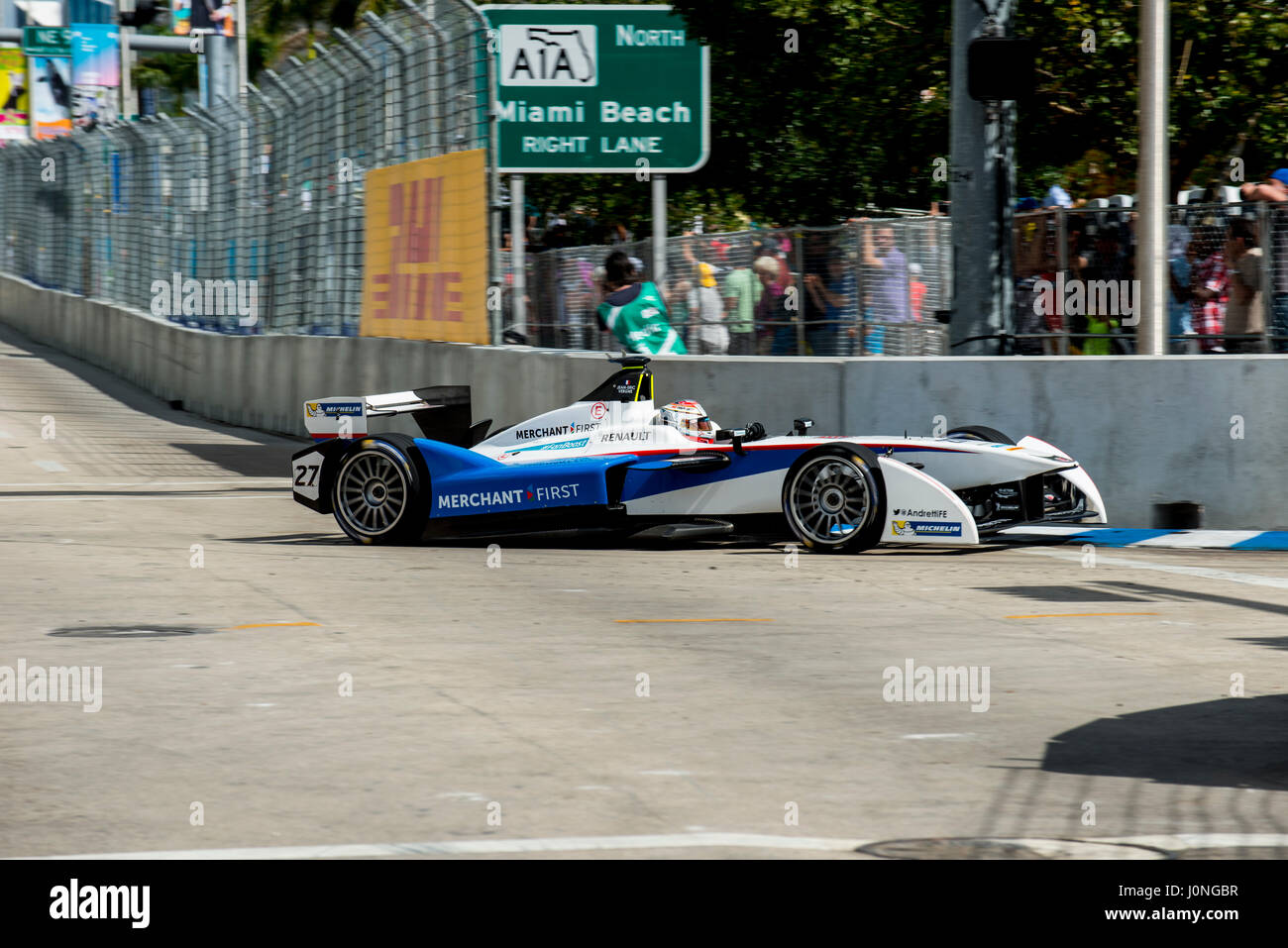 E Formula Racing in the streets of Miami USA Stock Photo