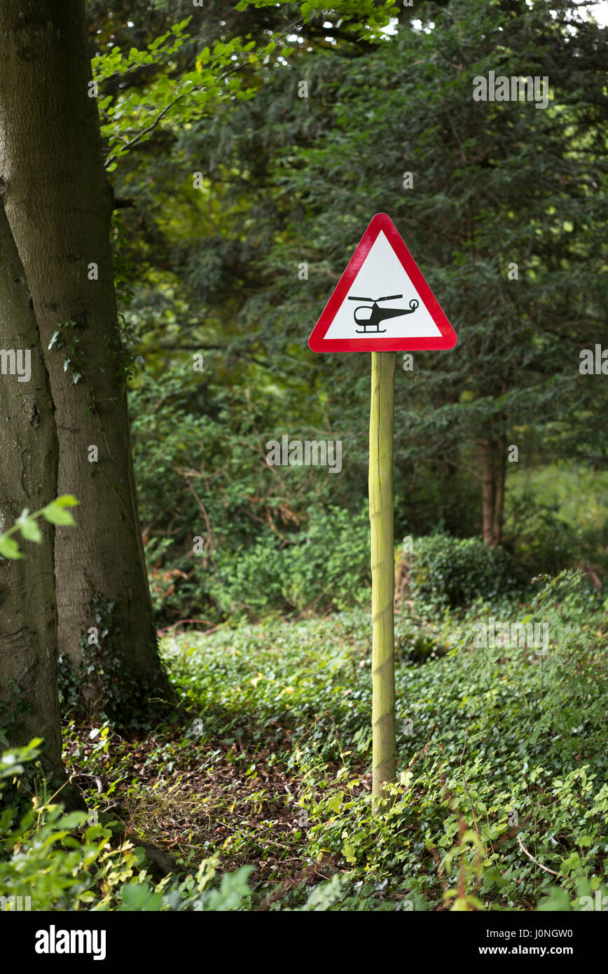Helicopter traffic warning sign Stock Photo Alamy