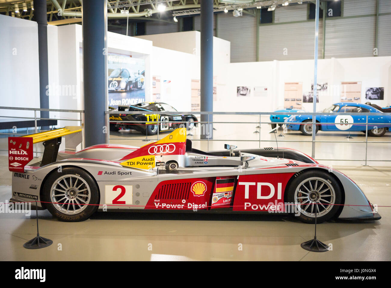 Audi R10 TDI diesel race car 2008 at the exhibition musee at Le Mans  Racetrack, France Stock Photo - Alamy