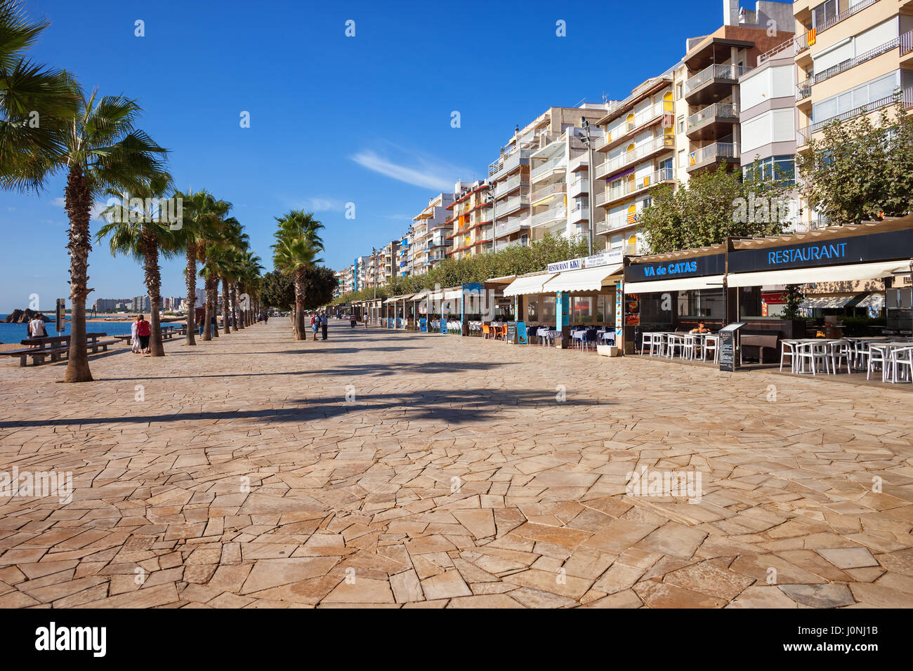 Promenade in Blanes, Spain, resort seaside town on Costa Brava in