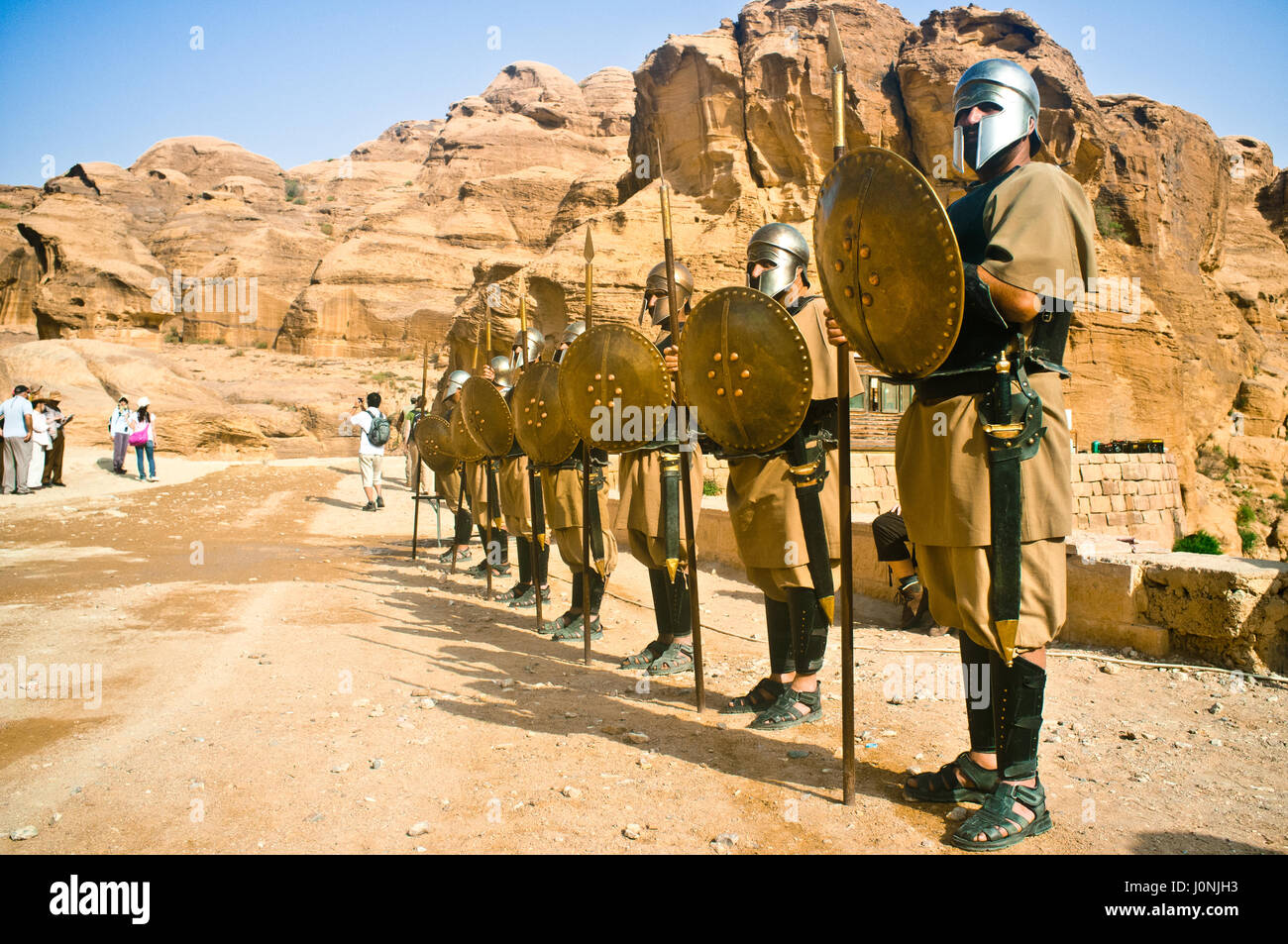 Soldiers posing for a tourists parade at Petra. Jordan. Stock Photo