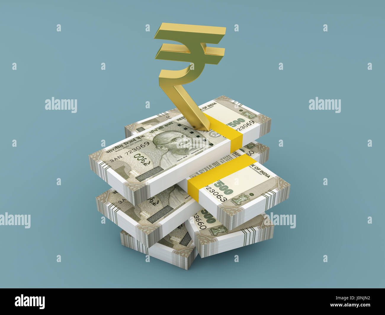 New Indian Currency with Symbol - 3D Rendered Image Stock Photo