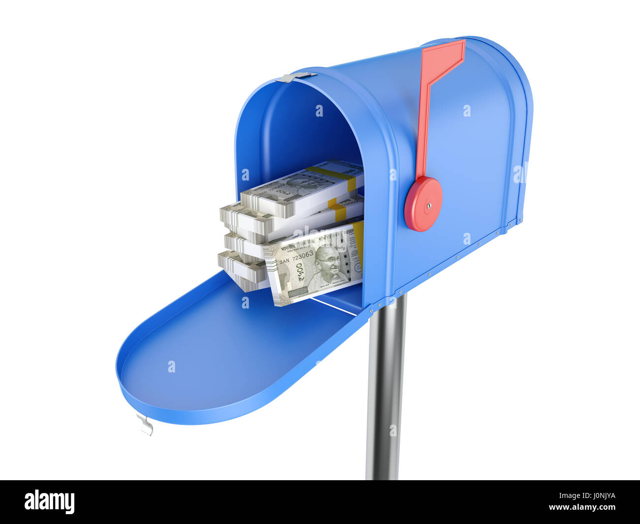 New Indian Currency with Mail Box - 3D Rendered Image Stock Photo