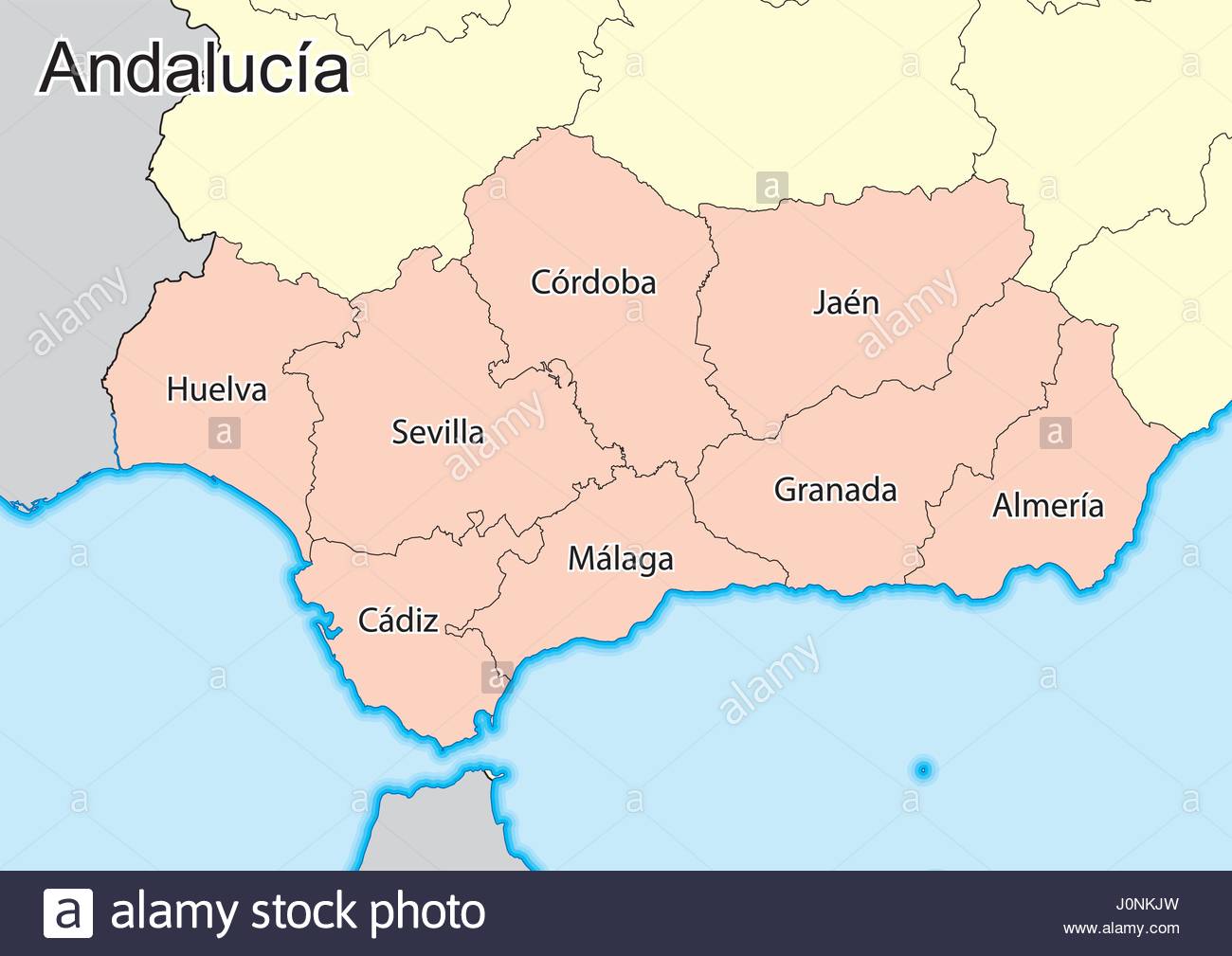 Vector map of the autonomous community of Andalusia. Spain. Elements ...