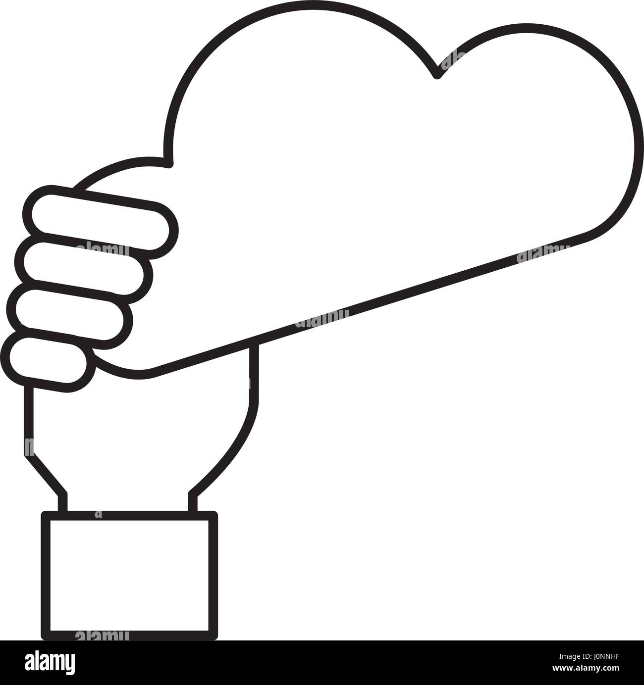 hand human with cloud computing isolated icon Stock Vector Image & Art ...