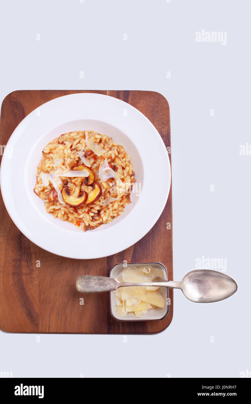 Mushroom risotto with a spoon Stock Photo Alamy