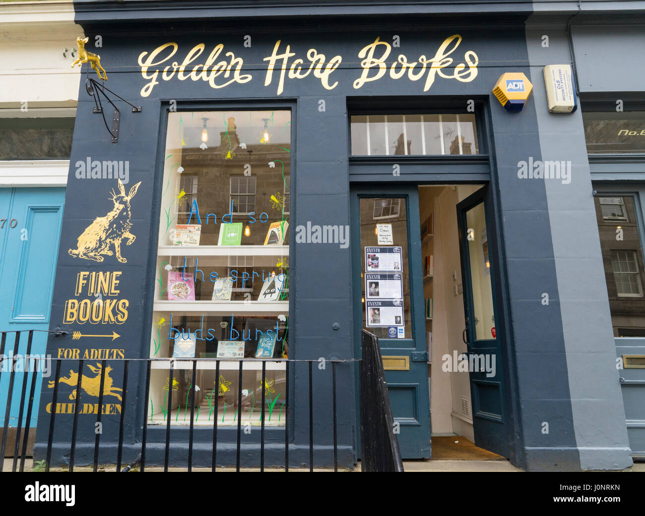 Small independent bookshop , Golden Hare Books, in Stockbridge, Edinburgh, Scotland, UK Stock Photo