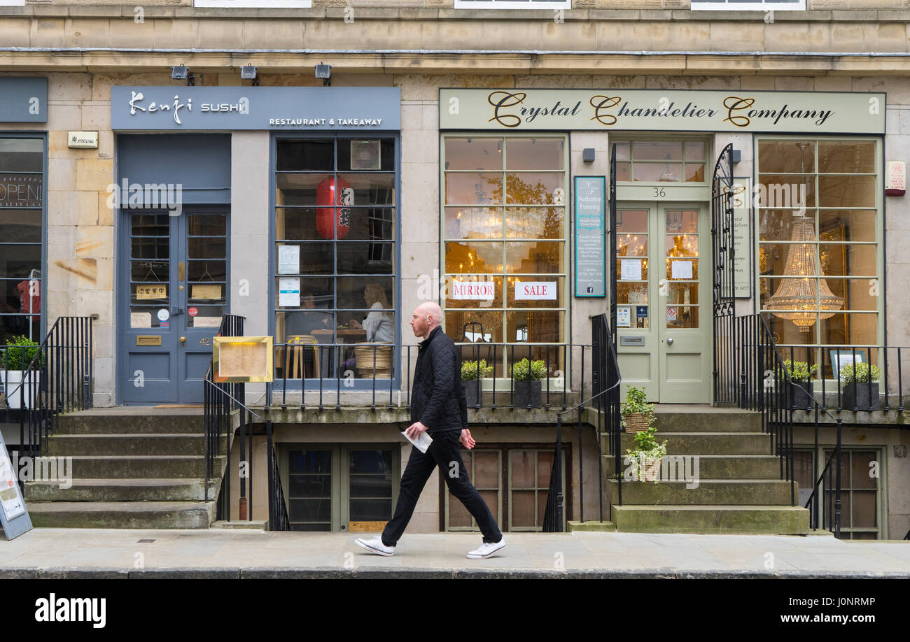 Small independent restaurant and shop in affluent district of Stockbridge in Edinburgh, Scotland, United Kingdom Stock Photo