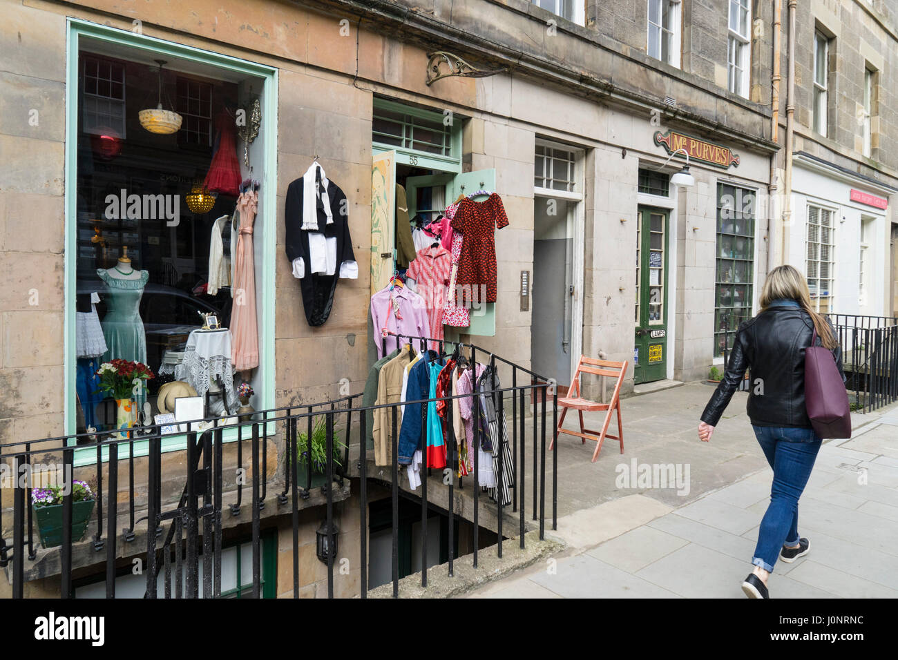 Vintage and second hand shop in Stockbridge , Edinburgh, Scotland, United Kingdom Stock Photo