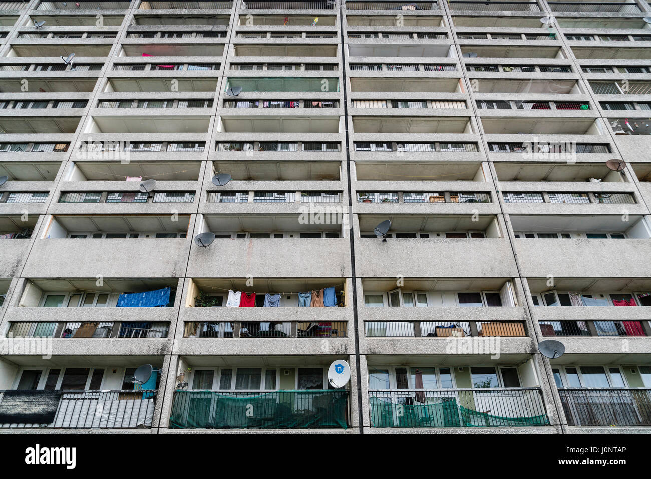 Exterior of Cables Wynd House apartment building , also known as the