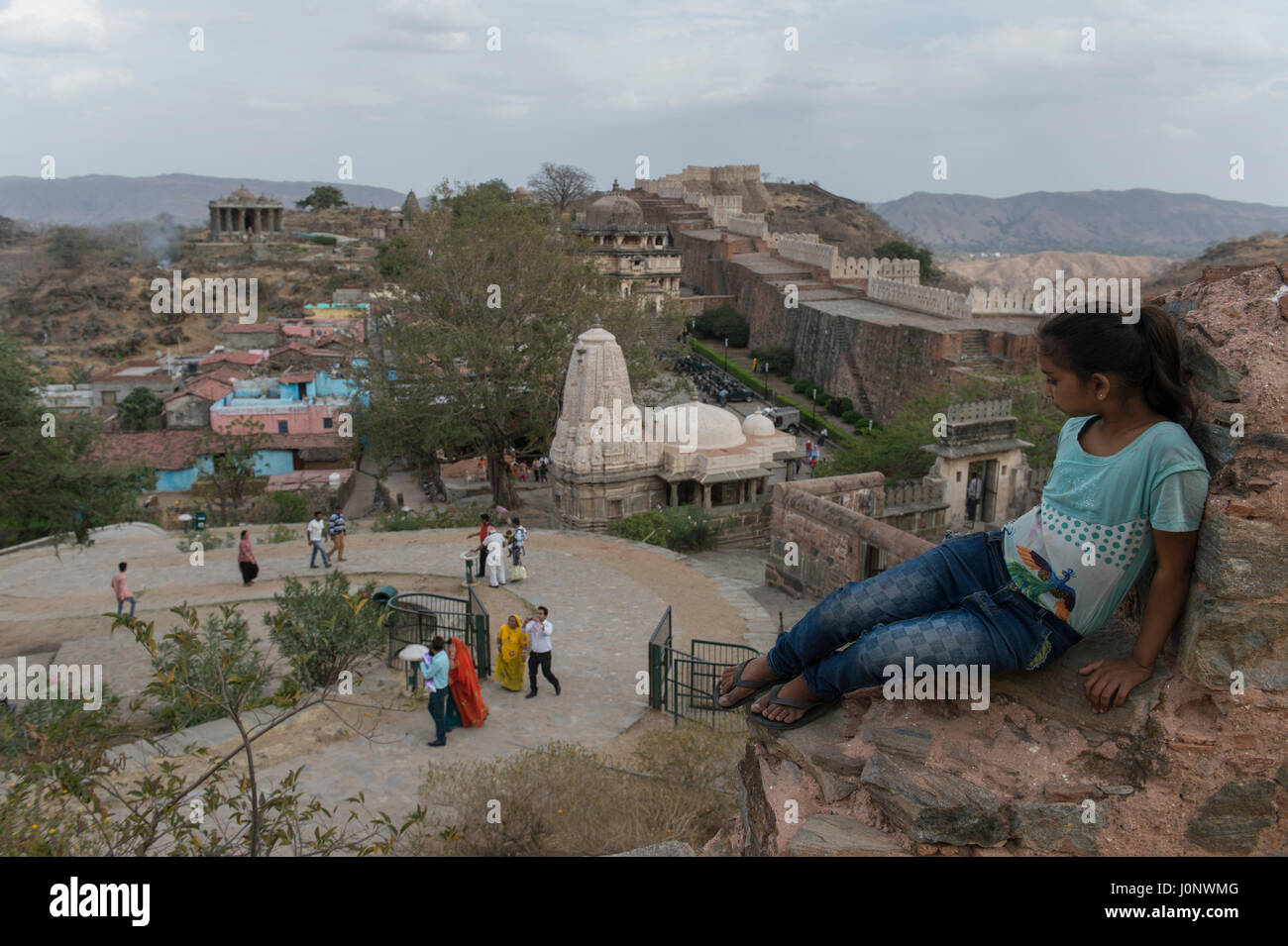 Kishangarh hilltop fortress in the Aravalli Hills Stock Photo