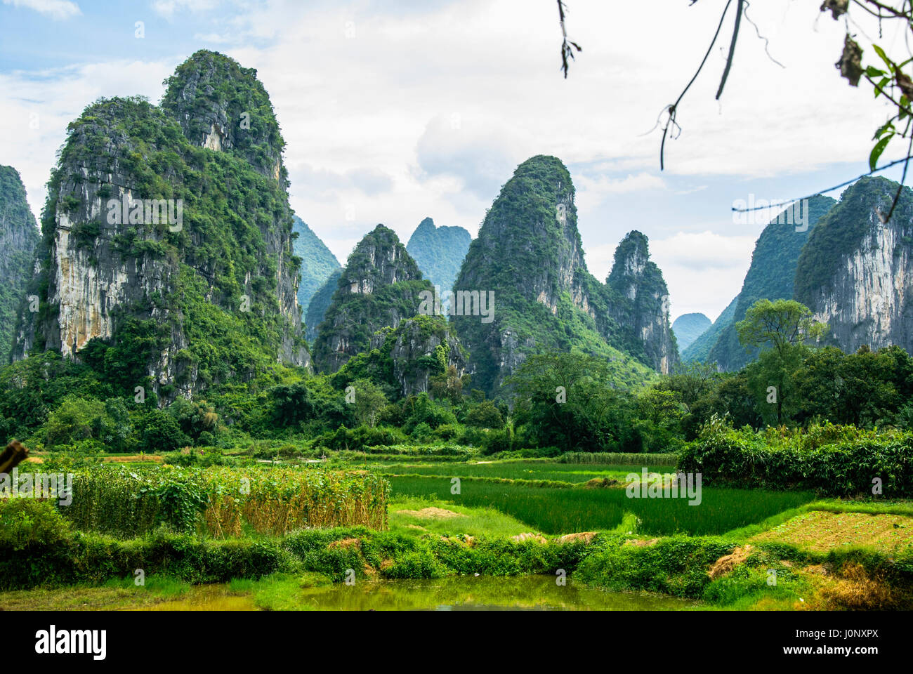 Karst mountains and countryside scenery Stock Photo
