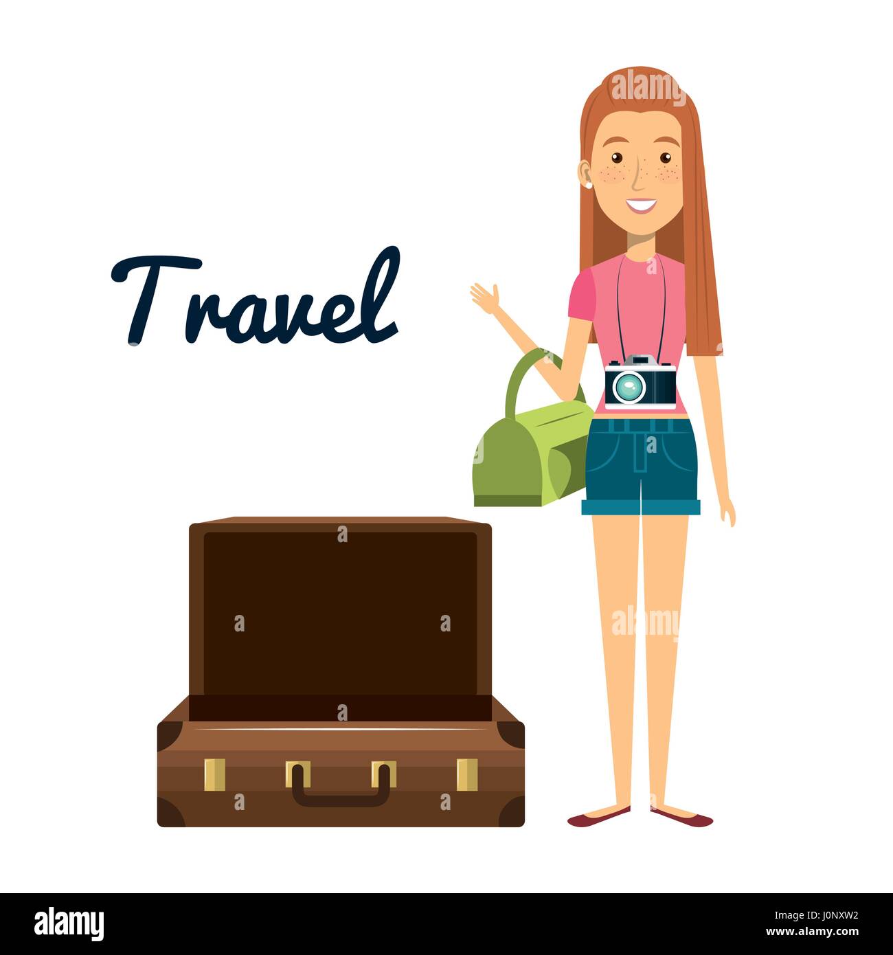 woman character with suitcase travel Stock Vector Image & Art - Alamy