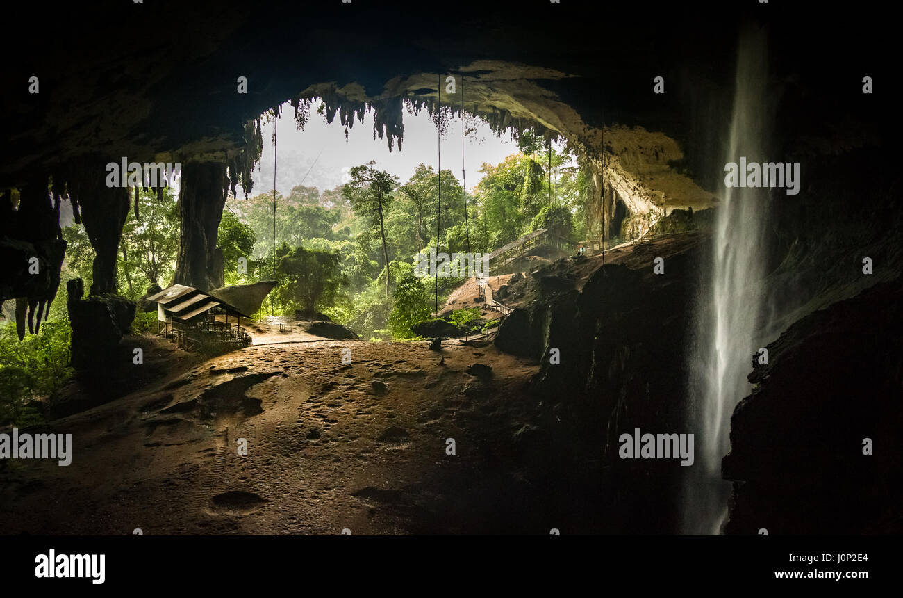 Niah Cave, Niah National Park, Sarawak in Malyasia, Borneo. Cave is used for picking Swiftlet nests for the famous Bird Nest Soup. Picture taken from  Stock Photo