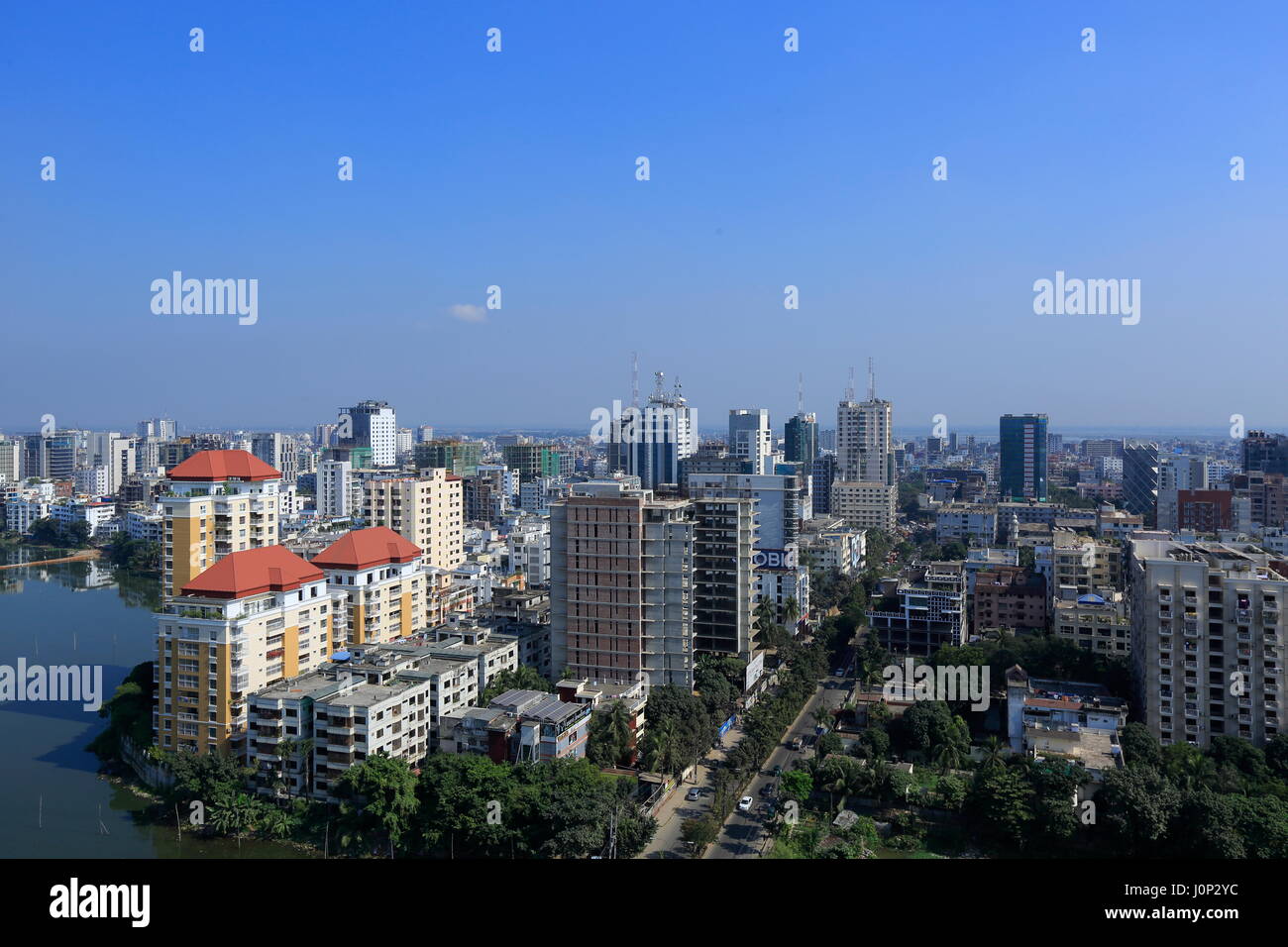 Top view of Dhaka's Gulshan Area, Dhaka, Bangladesh Stock Photo