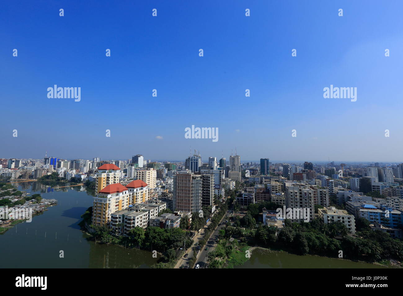 Top view of Dhaka's Gulshan Area, Dhaka, Bangladesh Stock Photo